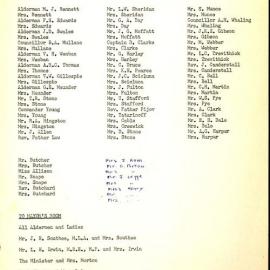 Official Opening of Council Chambers, Guest List, 1965