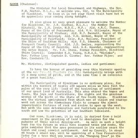 Official Opening of Council Chambers, transcript of proceedings, 1965