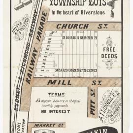 Riverstone Township lots, c 1884