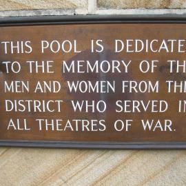 Plaque - Blacktown Aquatic Centre