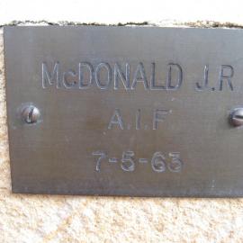 Plaque - McDonald, John Reginald (AIF)