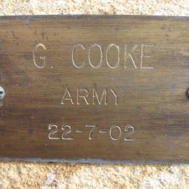 Plaque - Cooke, G. (Army)