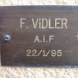 Plaque - Vidler, Frederick Joseph (AIF)