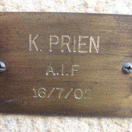Plaque - Prien, Kenneth Charles (AIF)