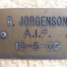 Plaque - Jorgenson, Ronald William (AIF)