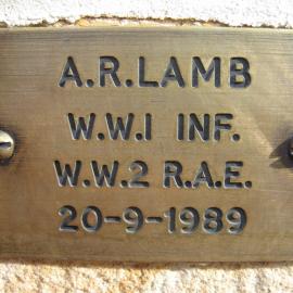 Plaque - Lamb, Athol Ross (AIF, RAE)