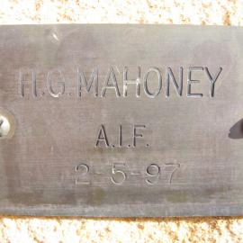 Plaque - Mahoney, Hector George (AIF)