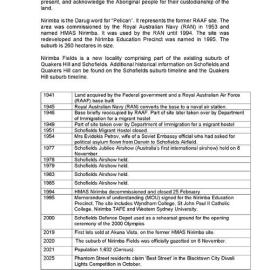 Nirimba Fields suburb timeline