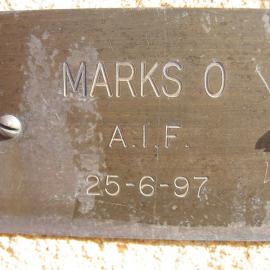Plaque - Marks, Oswald Campsie (AIF)