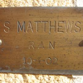 Plaque - Matthews, S. (RAN)