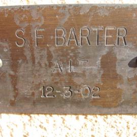 Plaque - Barter, Sydney Frank (AIF)
