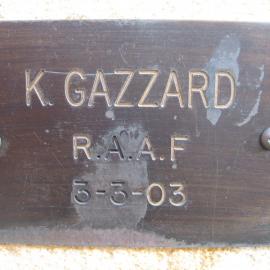 Plaque - Gazzard, Kenneth (RAAF)