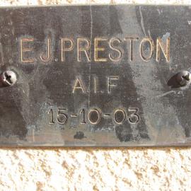 Plaque - Preston, E. J. (AIF)