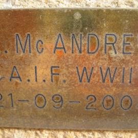 Plaque - McAndrew, R. (AIF, WWII)