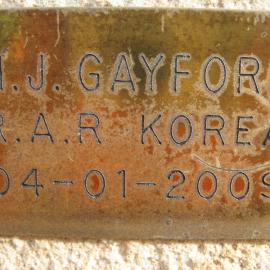 Plaque - Gayford, H. J. (RAR, KOREA)