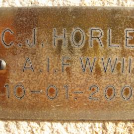 Plaque - Horley, Cecil John (AIF, WWII)