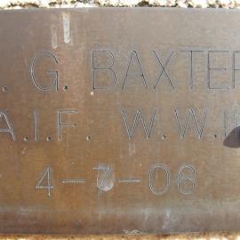 Plaque - Baxter, Clarence Graham (AIF, WWII)