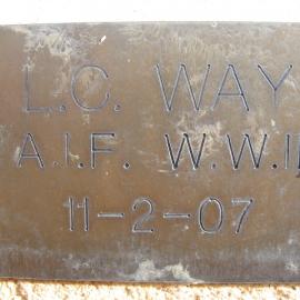 Plaque - Way, Leslie Charles (AIF, WWII)