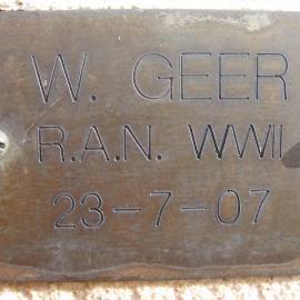 Plaque - Geer, W. (RAN, WWII)