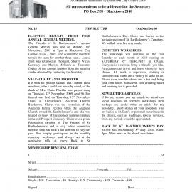 Friends of St Bartholomew's newsletter, No 15, 2009