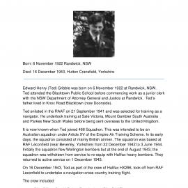 Edward Henry Gribble RAAF - biography