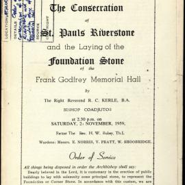 St Pauls Riverstone Consecration 1959