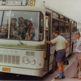 People boarding bus at Flushcombe Road, Blacktown