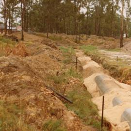 Laying pipes for drainage works, Blacktown