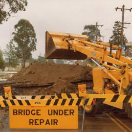 Timber bridge under repair, Tattersall Road
