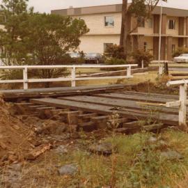 Timber bridge under repair, Tattersall Road