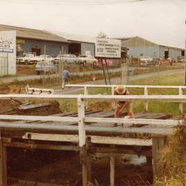 Timber bridge under repair, Tattersall Road