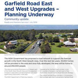 Garfield Road East and West upgrades, Community Update, July  2019