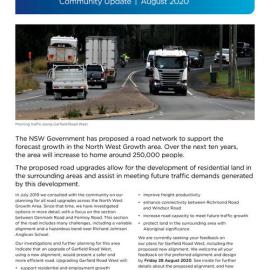Garfield Road West upgrade, Community Update, August 2020