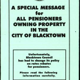 Rates Information for Blacktown City Pensioners, 1989