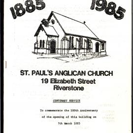 St Paul's Anglican Church Riverstone Centenary Service, 1985
