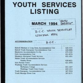 Blacktown City Council's Youth Services Listing, 1994