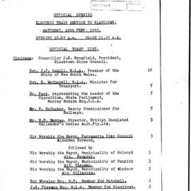 Blacktown electric train service to Blacktown, official opening, 1955
