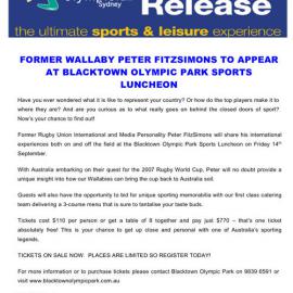 Peter FitzSimons Sports Luncheon Blacktown Olympic Park, 2007