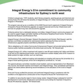 Community Enhancement Program, Integral Energy, 2007