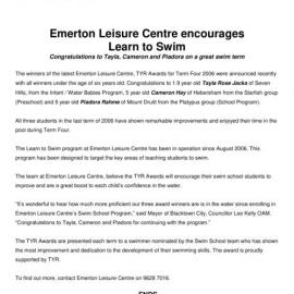 Emerton Leisure Centre -  TYR Awards, 2006