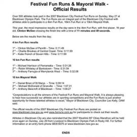 Blacktown City Festival Fun Runs, 2007