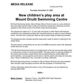 New Children's Play Area at Mount Druitt Swimming Centre, 2007