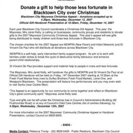 Blacktown City Mayoress Christmas Appeal, 2007