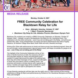 Blacktown City Relay for Life, 2007