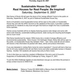 Sustainable House Day, 2007
