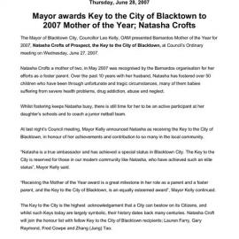 Natasha Croft, Key to the City, 2007