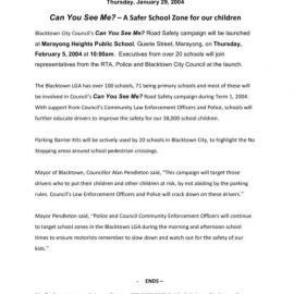 Can You See Me, Road Safety Campaign, 2004