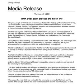 BMX track opening Willmot, 2004