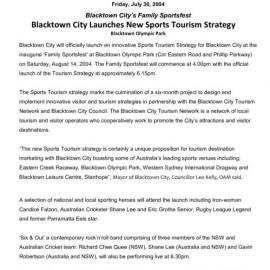 Sports Tourism Strategy launch, 2004