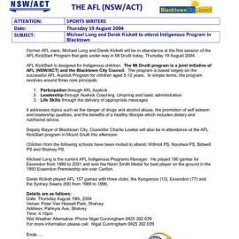 AFL Kickstart Program Mount Druitt, 2004